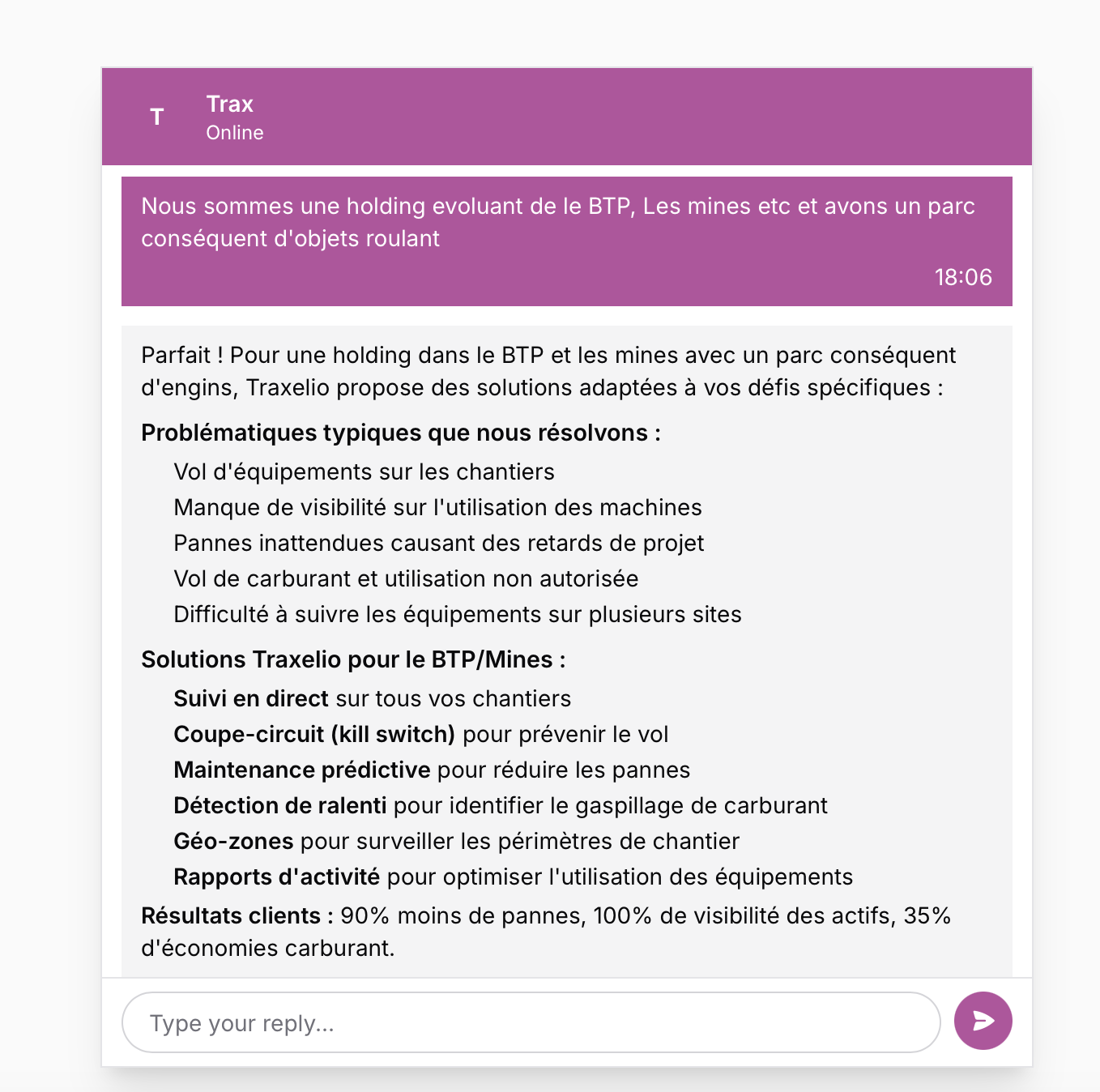 Trax listing industry-specific problems and matching Traxelio features to each one