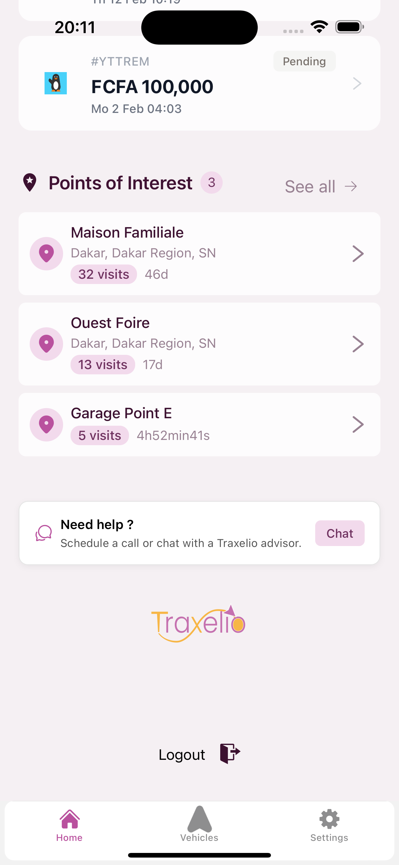 POI summary on the home screen