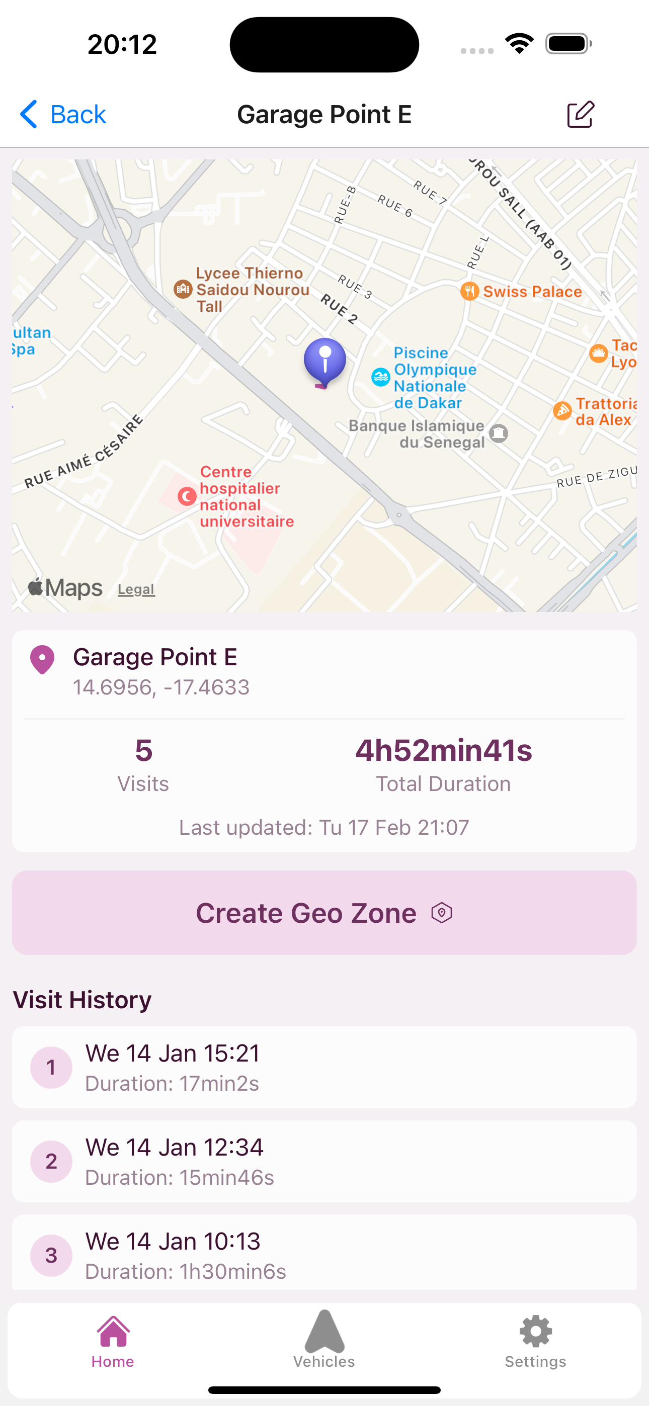 POI detail with visit history