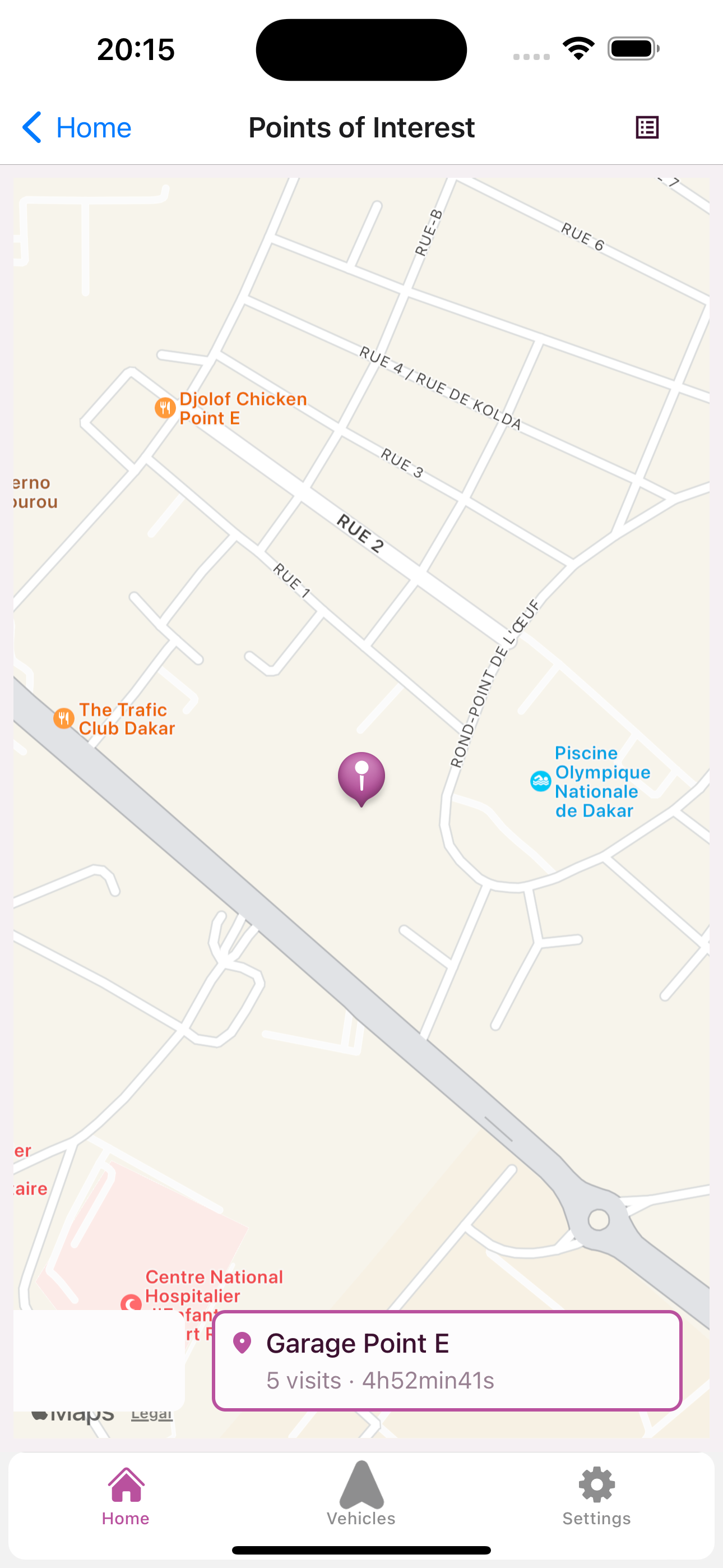 POI map and list view